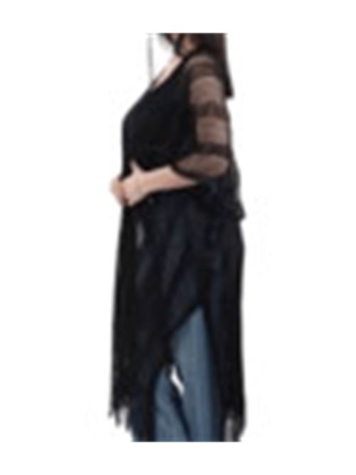 poncho lurex manica 3/4 frange nero LIU JO | 2A5001-T030022222